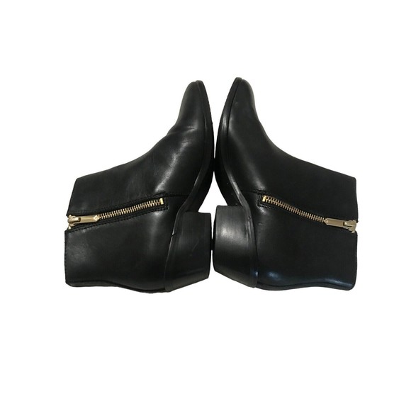 SAM EDELMAN Peter Black Leather Zip Gold Buckle Ankle  Booties Boots  6M - Picture 3 of 9